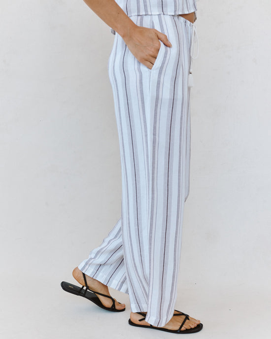 Bella Dahl Beach Pant With Tassel Drawstring - Rosewood Stripe View 2