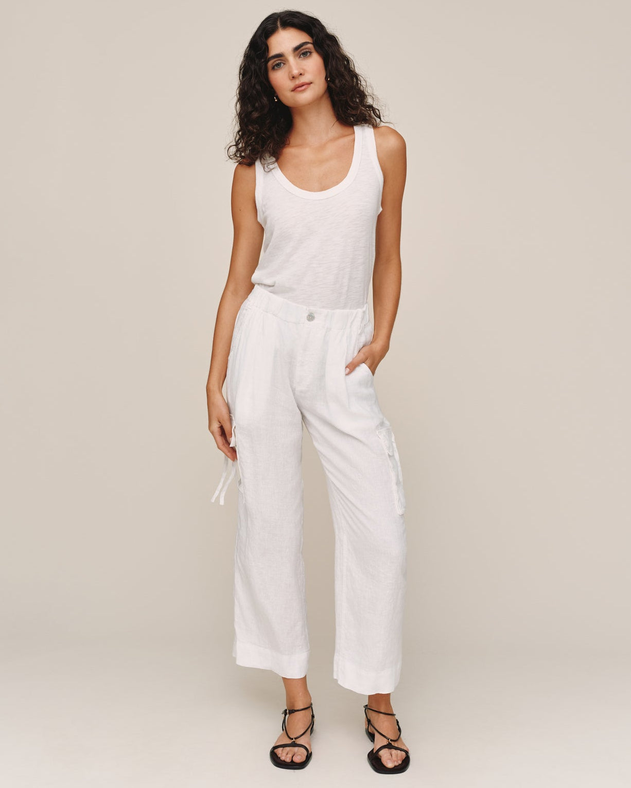 Cargo Ties Pant - White