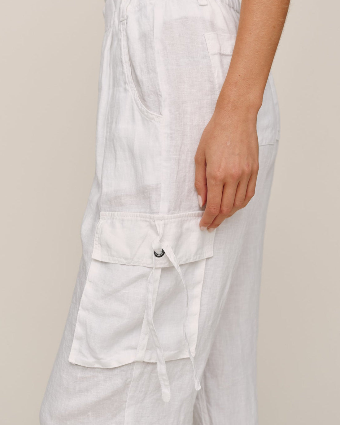 Cargo Ties Pant - White