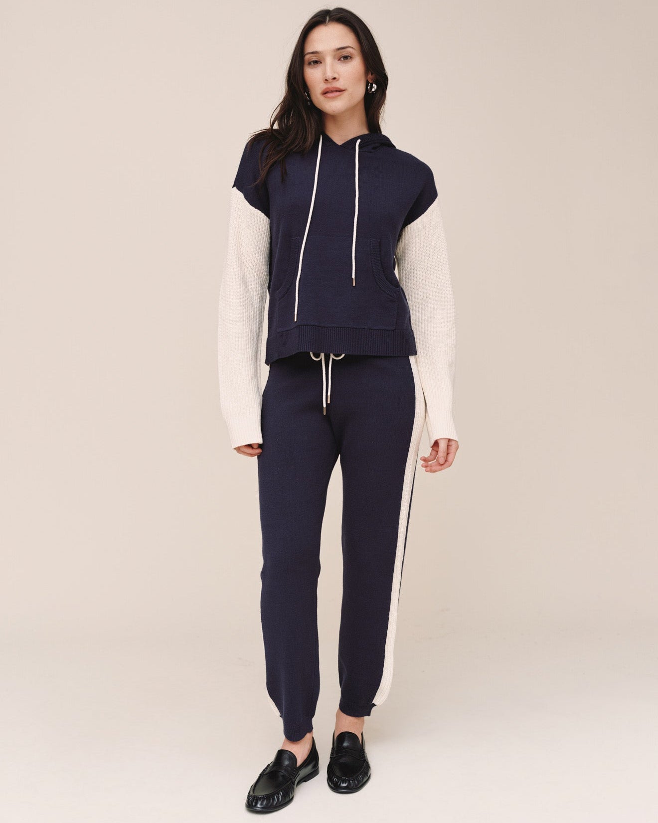 Contrast Stripe Knit Jogger - Midnight Frost