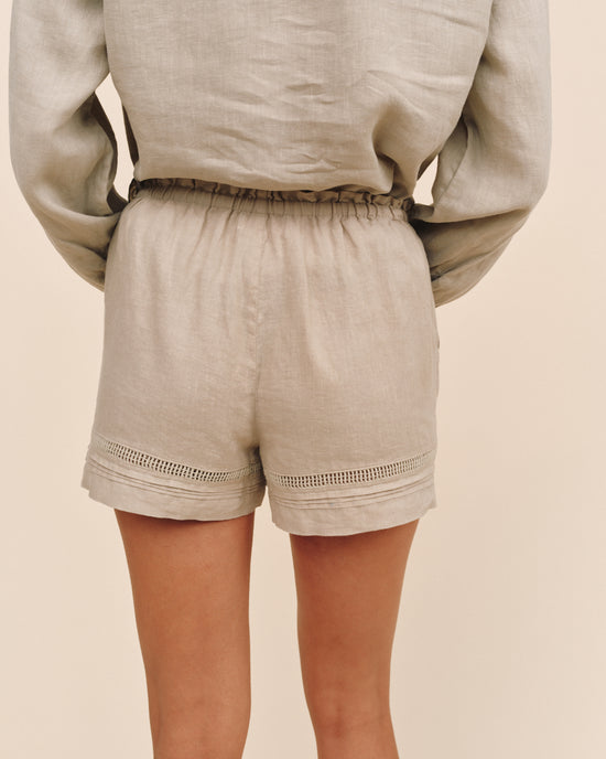 Bella Dahl Lattice Pintuck Short - Green Tea View 2