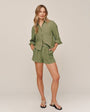 Eyelet Belted Short - Olive Leaf