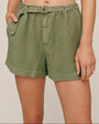 Eyelet Belted Short - Olive Leaf