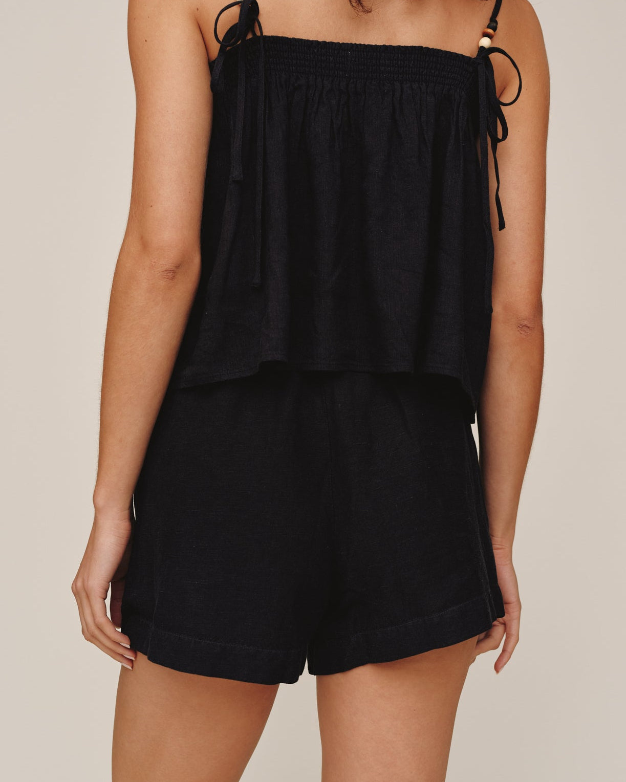 Eyelet Belted Short - Black
