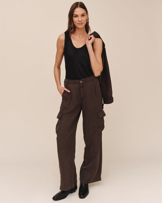 Bella Dahl Wide Leg Cargo Trouser  - Dark Roast