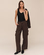 Wide Leg Cargo Trouser  - Dark Roast