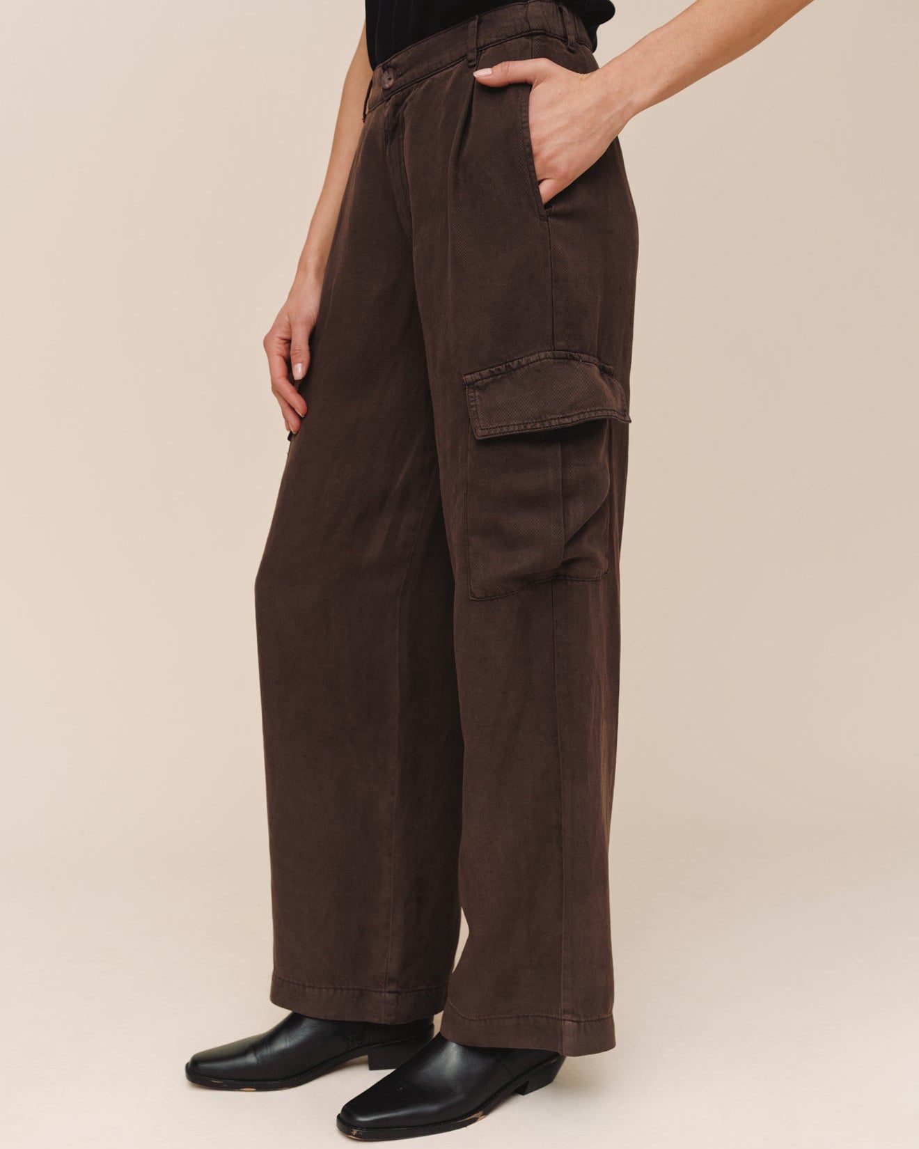 Wide Leg Cargo Trouser  - Dark Roast