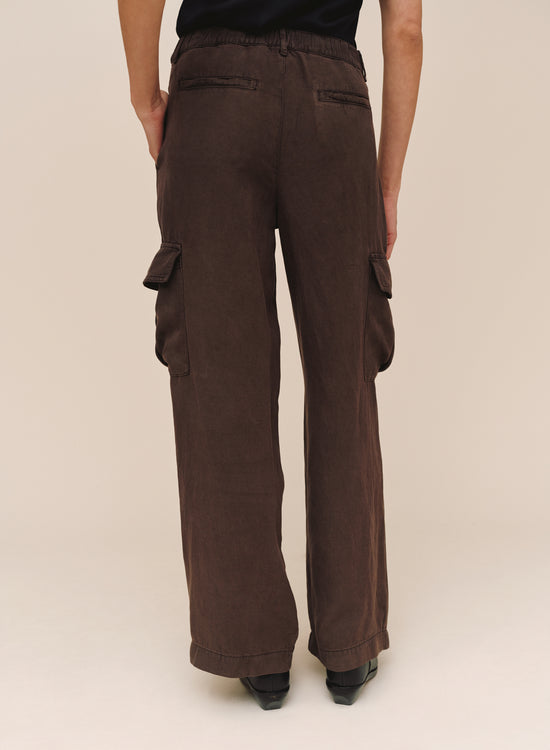 Bella Dahl Wide Leg Cargo Trouser  - Dark Roast View 2