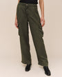 Wide Leg Cargo Trouser - Smoked Olive