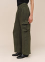 Wide Leg Cargo Trouser - Smoked Olive