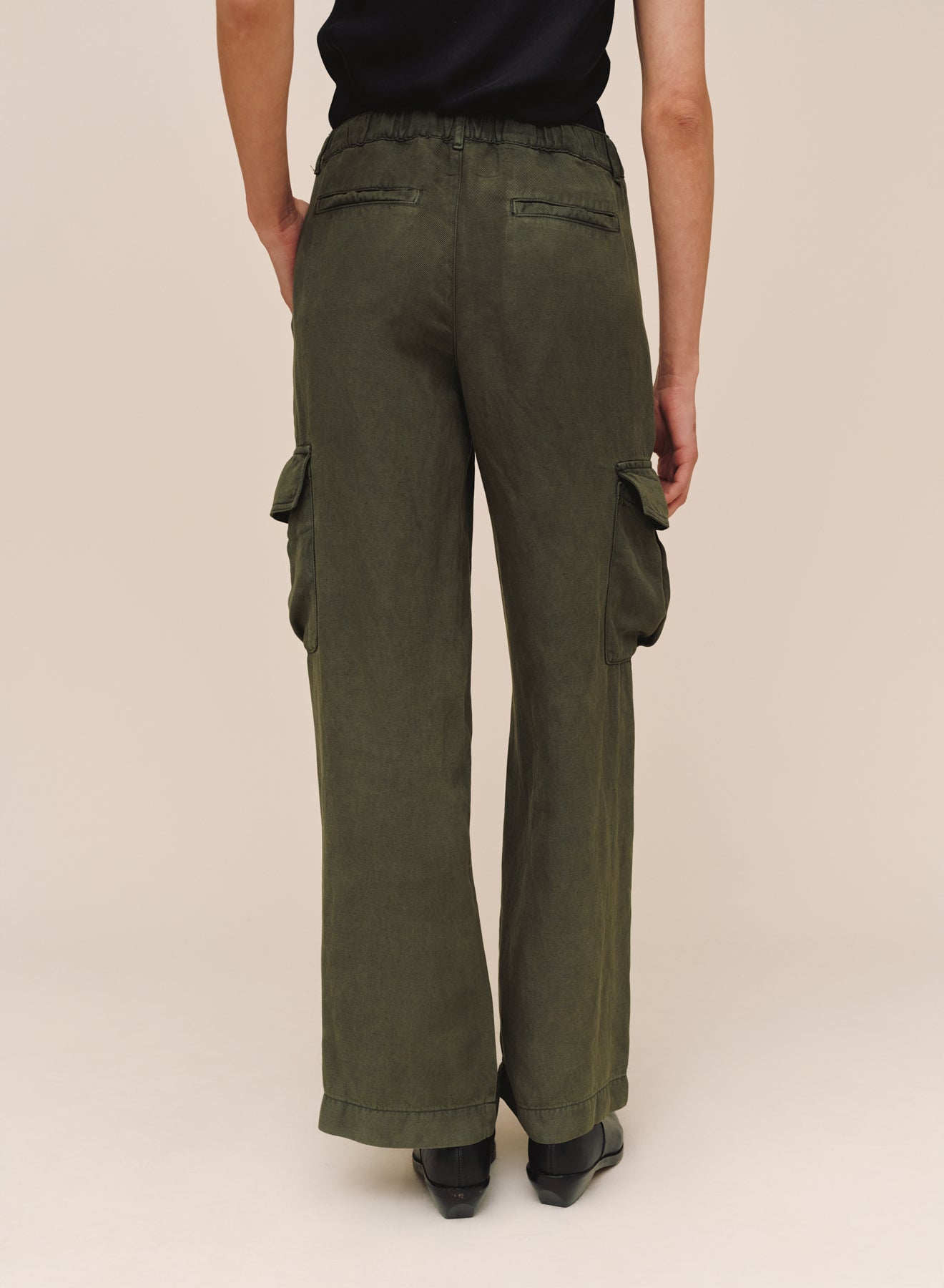 Wide Leg Cargo Trouser - Smoked Olive