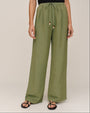 Beaded Drawstring Beach Pant - Olive Leaf