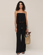 Beaded Drawstring Beach Pant  - Black