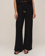 Beaded Drawstring Beach Pant  - Black