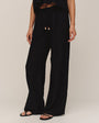 Beaded Drawstring Beach Pant  - Black