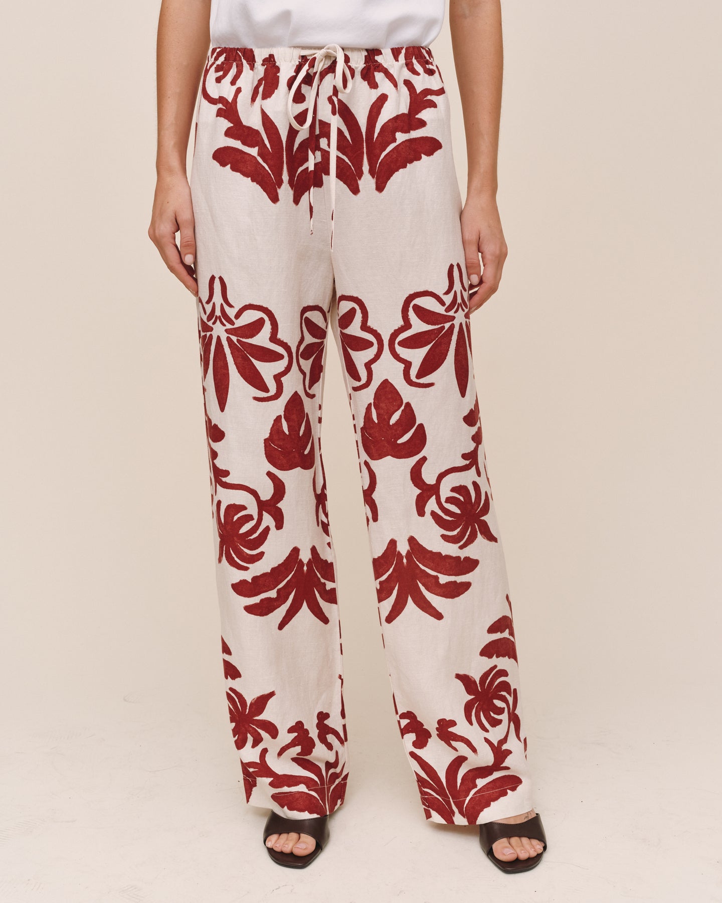 Wide Leg Beach Pant - Island Damask Print
