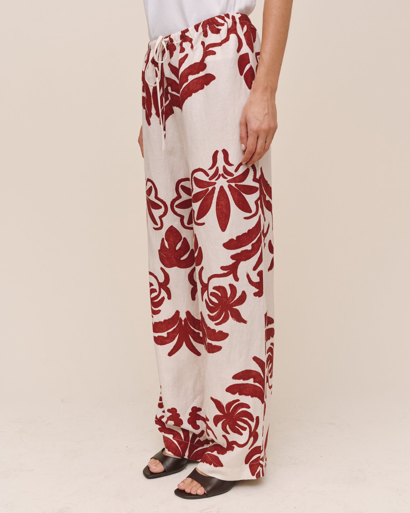 Wide Leg Beach Pant - Island Damask Print