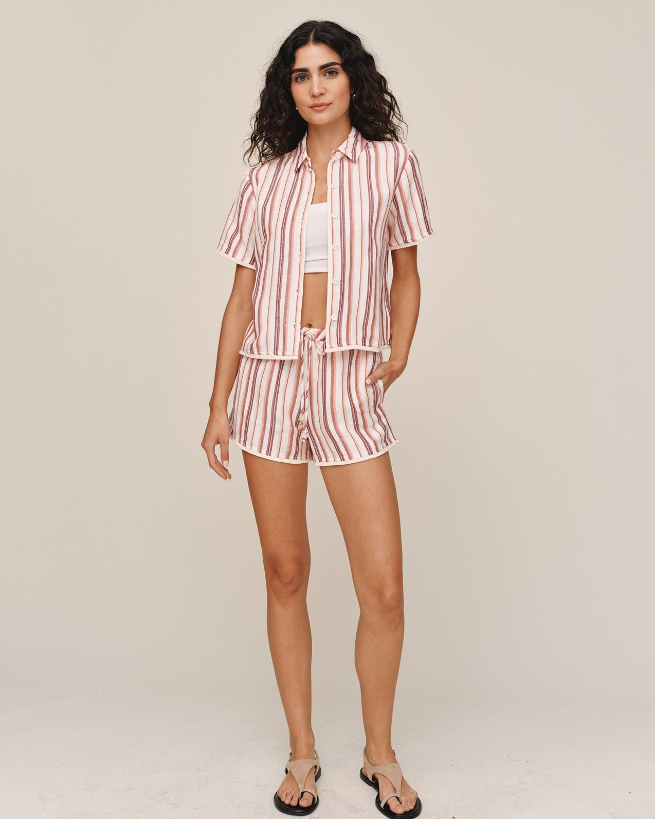 Fringe Hem Surf Short - Sunset Stripe