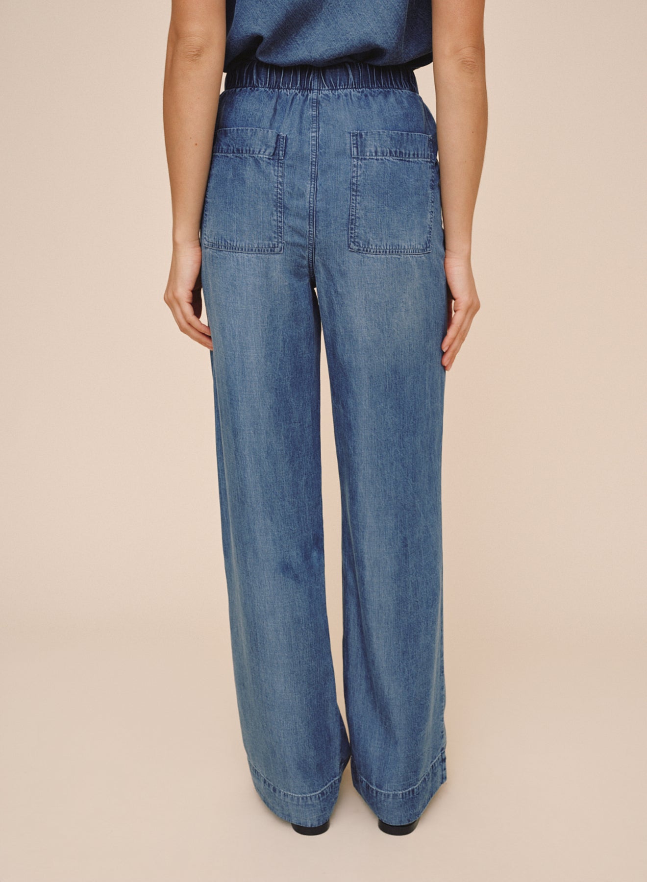 Pocket Wide Leg Pant - Shadow Blue Wash