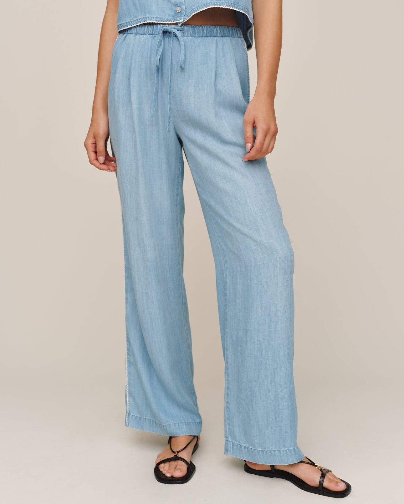 Scallop Side Seam Pant - Ombre Mist Wash