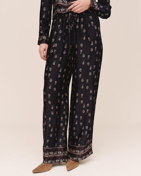Bella Dahl Single Pleat  Wide Leg Border Pant - Floral Border Print