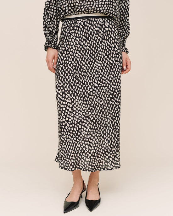 Bella Dahl Bias Skirt With Stripe Elastic Waistband - Sketched Stars Print