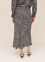 Bias Skirt With Stripe Elastic Waistband - Sketched Stars Print