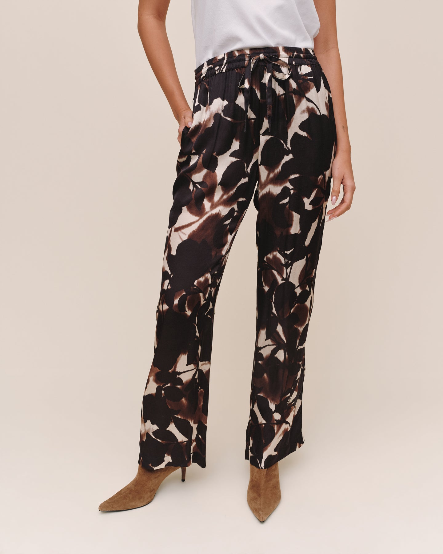 Dressed Up Track Pant With  Stripe - Shadow Floral Print