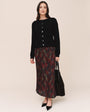 Front Slit Pleated Skirt - Abstract Camo Print
