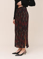 Front Slit Pleated Skirt - Abstract Camo Print