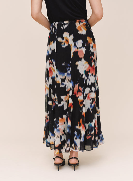 Bella Dahl Release Pleat Chiffon Skirt - Blurred Bloom Print View 2