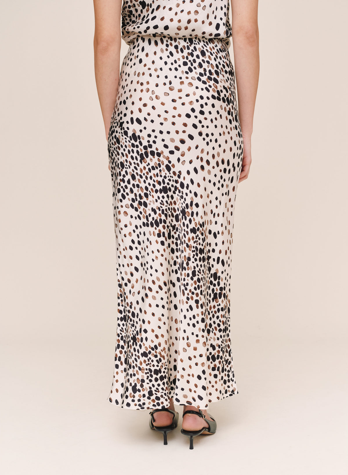Long Maxi Bias Skirt - Painted Spots Print