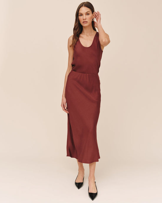 Bella Dahl Long Maxi Bias Skirt - Smoked Crimson