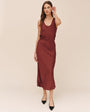 Long Maxi Bias Skirt - Smoked Crimson