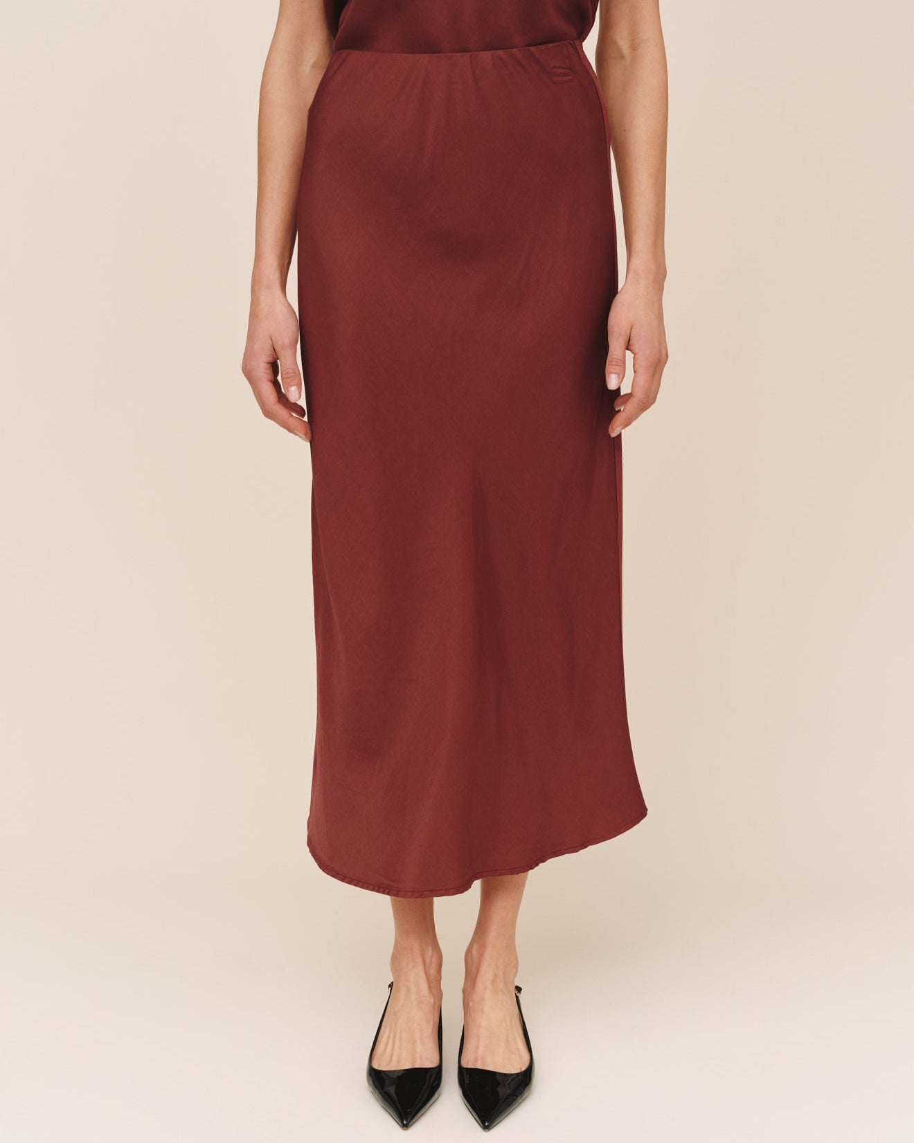 Long Maxi Bias Skirt - Smoked Crimson