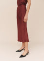 Long Maxi Bias Skirt - Smoked Crimson