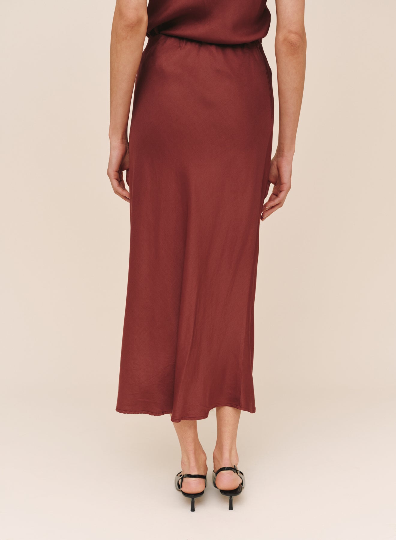 Long Maxi Bias Skirt - Smoked Crimson