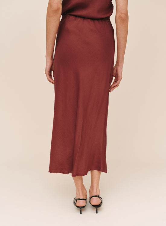 Bella Dahl Long Maxi Bias Skirt - Smoked Crimson View 2