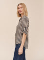 Split Back Button Down - Black-Ecru Stripe