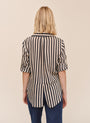 Split Back Button Down - Black-Ecru Stripe