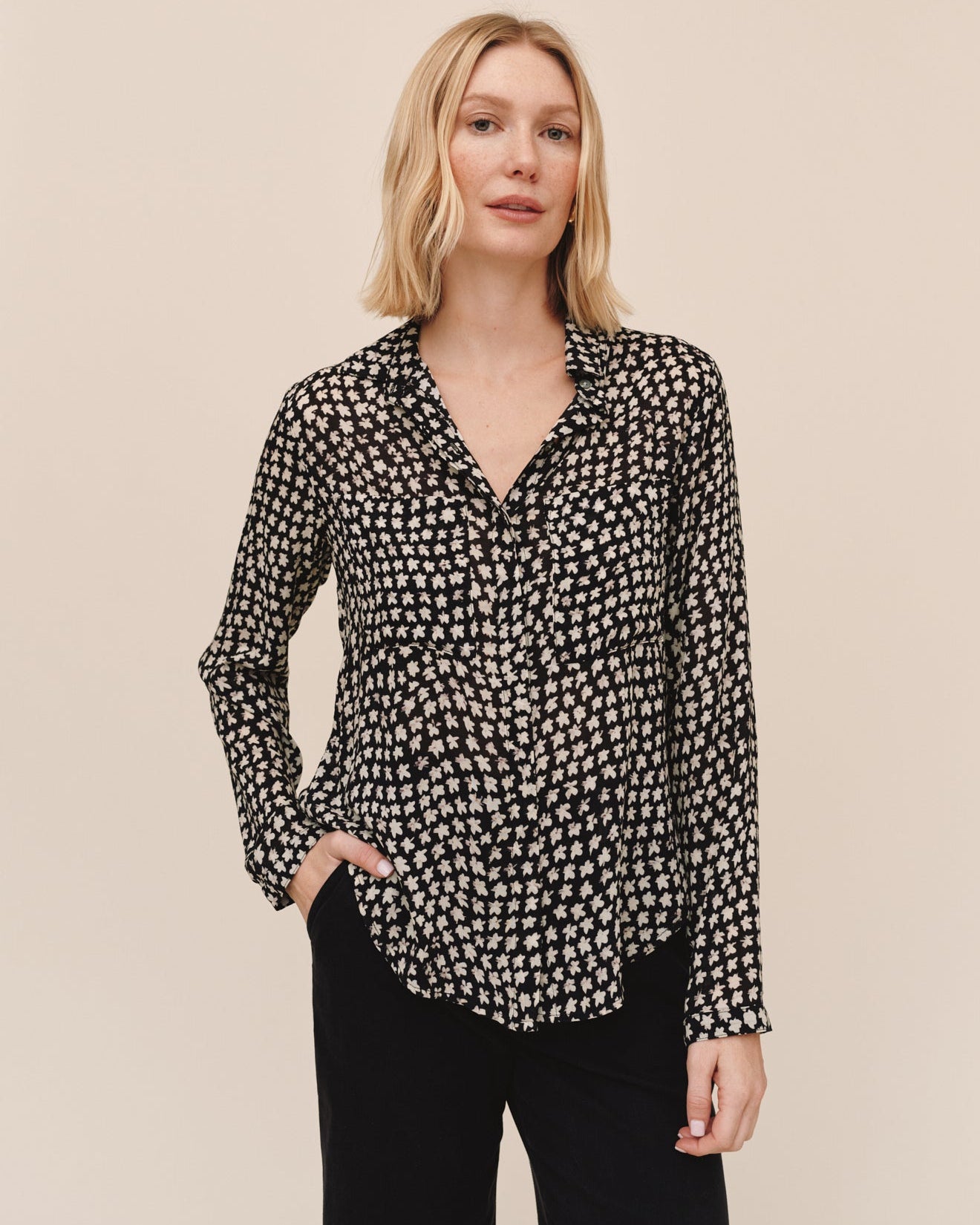 Full Button Down Hipster Shirt - Sketched Stars Print