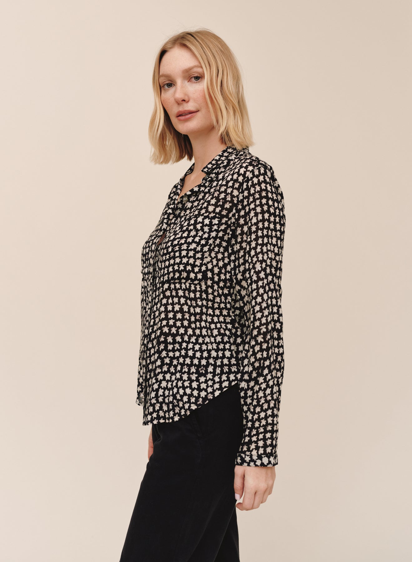 Full Button Down Hipster Shirt - Sketched Stars Print