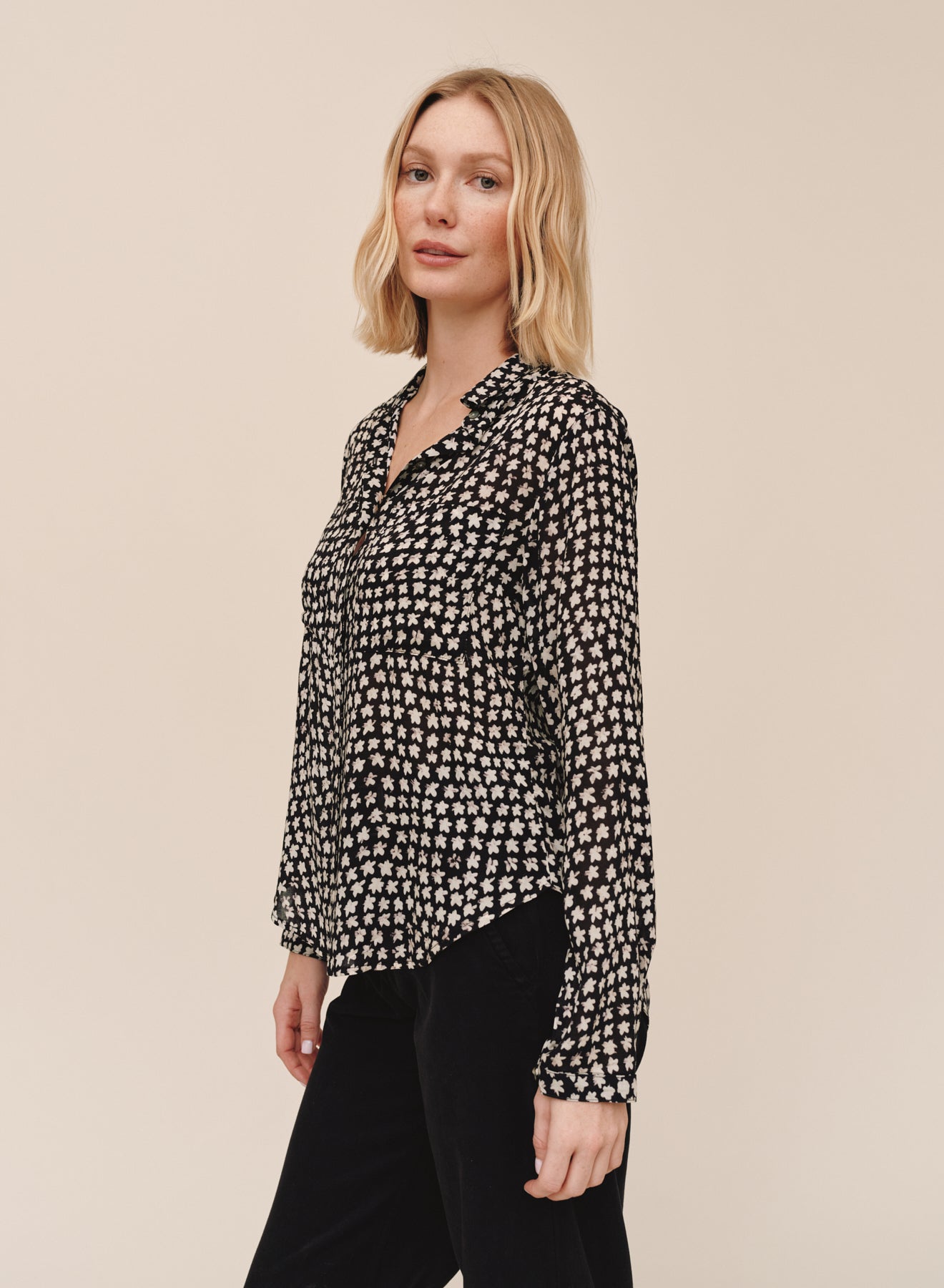 Full Button Down Hipster Shirt - Sketched Stars Print