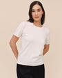 Short Sleeve Crew Neck Knit Top - Ivory