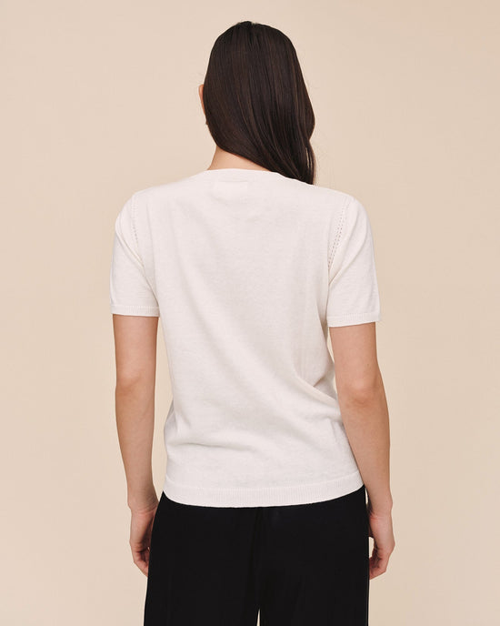Bella Dahl Short Sleeve Crew Neck Knit Top - Ivory View 2