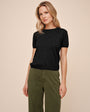 Short Sleeve Crew Neck Knit Top - Vintage Black
