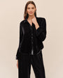 Velvet Long Sleeve Clean Shirt -  Black
