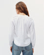 Long Sleeve Wide Placket Pullover  - White