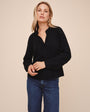 Long Sleeve Wide Placket Pullover - Vintage Black