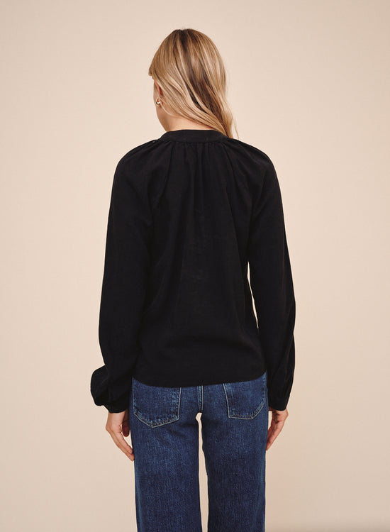 Bella Dahl Long Sleeve Wide Placket Pullover - Vintage Black View 2
